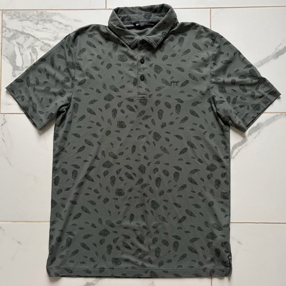 Travis Mathew Magma Melt Polo Shirt Size M Amelia Island Golf Club Grey Green
